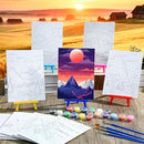 Blosssound 10 Set Pre Printed Canvas Pre Drawn Canvas Painting with Easel Kits 5" x 7" Outline Painting Panels for Beginners, DIY Craft Project, Party Favor, Home Decors(Sunset) by TinyTreasures Baby Boutique