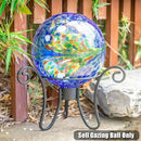 VCUTEKA Gazing Ball, Glass Gazing Globe Decorative Glass Gazing Globe/Ball/Sphere Lawn Ornament for Gardens, 10-Inch, Blue Swirl by CozyNest Decor