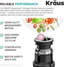 KRAUS WasteGuard 1/2 HP Continuous Feed Ultra-Quiet Motor Garbage Disposal with Quick Connect Mount, Power Cord and Flange Included, KWD110-50MBL by CozyNest Decor