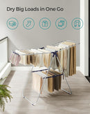 SONGMICS Clothes Drying Rack, with Sock Clips, Metal Laundry Rack, Foldable, Space-Saving, Free-Standing Airer, with 2 Height-Adjustable Gullwings, Indoor Outdoor Use, Silver and Blue ULLR52BU by TinyTreasures Baby Boutique