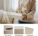 DECOMOMO Narrow Storage Bins Small Baskets for Organizing Bathroom, Toilet Tank, Towel Storage, Entryway, Gifts (Beige and White - Set of 4) by CozyNest Decor