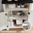 Corner Bathroom Cabinet, Farmhouse Small Corner Cabinet with Barn Door & Adjustable Shelf, Storage Cabinets for Bathroom, Kitchen, Living Room, Off White by CozyNest Decor
