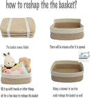 Small Woven Storage Baskets 13“X9”X5“ Decorative Rope Bins for Organizing Shelves, Closets, and Toys, Empty Gift Baskets, Cute Organizer Basket for Home and Office (white and brown, Large) by CozyNest Decor