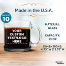 Custom Libbey Clear Glass Coffee Mugs 13 oz. Set of 10, Personalized Bulk Pack - Perfect for Coffee, Tea, Espresso, Hot Cocoa, Other Beverages - Black Bottom by TinyTreasures Baby Boutique