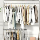STORAGE MANIAC Hanging Closet Rod, Adjustable Width and Height Closet Hanging Organizer, Space-Saving Clothes Hanging Bar, Closet Extender Hanging Rod Double Closet Hanging Rod, 1 Pack Black by CozyNest Decor