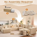 Cloud Sectional Couches for Living Room,G Shaped Modular Sofas No Assembly,135x133 Inches Plush Corduroy Oversized Floor Couch Set with Deep Seat Chaise,Beige by CozyNest Decor