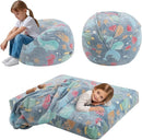 COMAX Kids Bean Bag Chair Turn into Beanbag Bed, Toddler Bean Chair for Girl Boy Sleeping, Lazy Children Bean Bags with Filler, Convertible Child Floor Mattress, Ocean Life by TinyTreasures Baby Boutique