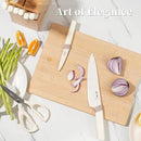 Zhang Xiao Quan Since 1628 15Piece Kitchen Knife Set,Knife Block Set with Ceramic-Coated Blade Ergonomic Handle(Cream) by CozyNest Decor