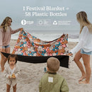 Nomadix Festival Blanket - Perfect for Picnics, Camping, & Lawn Seating - Plush Top & Water Resistant Base - Made with Post Consumer Recycled Materials - Hula Multi - 60x70 by TinyTreasures Baby Boutique
