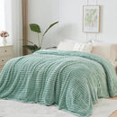 NEWCOSPLAY Super Soft King Blanket New Sage Green Premium Silky Flannel Fleece 3D Ribbed Jacquard Lightweight Bed Blanket All Season Use (New Sage Green Ribbed, King(90"x110")) by CozyNest Decor