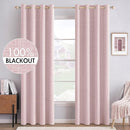 MIULEE Linen Texture Curtains for Bedroom Solid 100% Blackout Thermal Insulated Pink Curtains Grommet Room Darkening Curtains/Draperies for Living Room Nursery 52x84 Inch (2 Panels) by TinyTreasures Baby Boutique