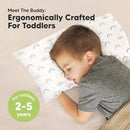 Toddler Pillow with Pillowcase - 10x18 My Little Dreamy Kids Travel Bed Pillows for Sleeping, Organic Cotton Small Pillowcase, Soft & Breathable, Machine Washable, 2-5 Years Old (Jolly Rainbow) by TinyTreasures Baby Boutique
