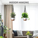 43 Inch Macrame Plant Hanger - Fits 6-15 Inch Pots, Extra Long Hanging Planter Holder for Indoor Outdoor, with Red Wood Beads, Boho Home Decor, 2 Pack, Black (POTS NOT Included) by GreenHaven Gardens