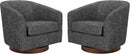 CHITA Swivel Accent Chair, FSC Certified Upholstered Fabric Barrel Chair for Living Room Set of 2, Fully Assembled, Dark Grey by CozyNest Decor