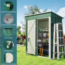 Gizoon 5' x 3'Outdoor Storage Shed with Singe Lockable Door,Galvanized Metal Shed with Air Vent Suitable for The Garden,Tiny House Storage Sheds Outdoor for Backyard Patio Lawn-Green by GreenHaven Gardens