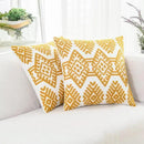 HWY 50 Mustard Yellow Decorative Throw Pillow Covers 18x18 Inch, Pack of 2 Embroidered Cotton Farmhouse Cushion Cover Pillow Case for Sofa Couch Living Room Bed Bedroon, Modern Diamond Geometric by CozyNest Decor