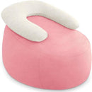 HABUTWAY Bean Bag Chair with U-Shaped Pillow - Faux Fur Fabric (Beige-Light Pink) by CozyNest Decor