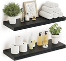 Black Floating Shelves for Wall Mounted, 24 inchs x 9.1” Deep x 1.5” Thick Wall Shelves for Bedroom, Living Room, Bathroom，Kitchen, Office, Home Decor Shelf with Invisible Bracket - Set of 2 by CozyNest Decor