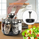 Mlici 6PC Spinning Glass Spice Jars - 360° Rotating Spice Rack Organizer with Jars, Stainless Steel Revolving Seasoning Holder Jars for Countertop Cabinet Kitchen Spices Cruets by CozyNest Decor