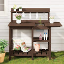SERWALL Potting Bench Outdoor Potting Table with Sink, HDPE Potting Benches for Outside Gardening Table All Weather Use- Coffee by GreenHaven Gardens