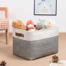 DULLEMELO Storage Baskets for Organizing, Rectangular Fabric Storage Bins Collapsible, Perfect for Shelves, Closets, Empty Gift Baskets (3-Pack Medium-15 inch X 11 inch X 9.5 inch , White&Grey) by TinyTreasures Baby Boutique