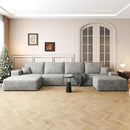 136" Sectional Couches for Living Room Modern Modular Sofa with L-Shape Couchs Upholstered Boneless Couch Deep Seat Sectional Couch with Chaise (Grey, Left Facing Chaise+3Seaters+Ottoman) by CozyNest Decor
