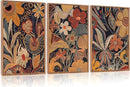 Aurlan Burnt Orange Wildflowers Botanical Wall Art Set(16"x24"), 3 Pieces Abstract Floral Blossom Framed Canvas Artwork, Large Mid Century Modern Boho Nature Wall Decor for Office Bedroom Living Room by CozyNest Decor