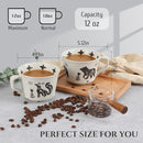 Ceramic Coffee Mug, 12 oz Novelty Unique Teacup with Large Handle, Stoneware Cup for Tea Mocha Latte Cappuccino Espresso (Set of 2, Fox and Bear) by CozyNest Decor