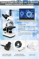 40X-5000X Compound trinocular Microscopes trinocular for Adults, with 5.0 mp Camera with Microscope Slides 30p, Microscope Accessories, Microscopes for School Laboratory Home Education Abbe Condenser by TinyTreasures Baby Boutique