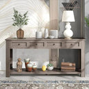 Solid Wood Console Table,Long Sofa Table Entryway Table with 4 Drawers and Bottom Shelf for Hallway Living Room Couch Table,Fully Assembled (63" Gray Wash) by CozyNest Decor