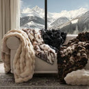 EVERGRACE Ultra Soft Luxury Fluffy Ridgeline Faux Rabbit Fur Throw Blanket, Thick Warm Bubble Throw for Bed, Cozy Plush Reversible Blankets for Couch, Chair, Sofa, Beige & Gray, 60x80 Inches, 870 GSM by CozyNest Decor
