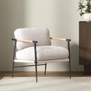 Mid-Century Accent Chair, Soft Armchair Chenille Fabric Lounge Chair with Black Metal Legs, Upholstered Leisure Chair for Living Room Bedroom Reception Room, 1PC, Beige by CozyNest Decor
