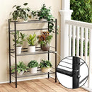 New England Stories Outdoor Plant Stand, 3-Tier Metal Plant Rack, Heavy Duty and Waterproof Plant Shelf, Stackable Tall Flower Pot Holder for Garden Display Rack, Black by GreenHaven Gardens