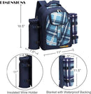 Apollo walker Picnic Backpack Set for 4 with Cooler Compartment,Detachable Bottle/Wine Holder Including Large Picnic Blanket(45"x 53") for Picnic Family and Lovers Gifts,Outdoor,BBQ Time (Blue) by GreenHaven Gardens