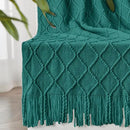 inhand Knitted Throw Blankets for Couch and Bed, Soft Cozy Knit Blanket with Tassel, Blue Lightweight Decorative Blankets and Throws, Farmhouse Warm Woven Blanket for Men and Women, 50"x60" by CozyNest Decor