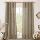 LAMIT Taupe Linen Curtains 95 Inch Length 2 Panels for Living Room/Bedroom, Semi Sheer Light Filtering Farmhouse Bronze Grommet Long Soft Thick Linen Textured Window Drapes, 52 x 95 Inch by CozyNest Decor