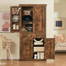 usikey 72” Kitchen Pantry Cabinet, Tall Storage Cabinet with 4 Doors and 1 Drawer, Freestanding Cupboard with 6 Hanging Shelves and Adjustable Shelves for Kitchen, Living Room, Rustic Brown by CozyNest Decor