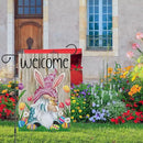 Welcome Easter Gnome Garden Flag 12x18 Double Sided Burlap, Funny Bunny Floral Small Yard Flag Banner for Holiday Farmhouse Outdoor Decor (ONLY FLAG) by CozyNest Decor