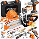 Kids Tool Set Toys, 48 Pcs Toddler Tool Set with Portable Tool Box, Electronic Toy Drill & Electric Chainsaw, Construction Tools Gifts for Boys Aged 3 4 5 6 7, Christmas Birthday Gifts for Toddlers by TinyTreasures Baby Boutique