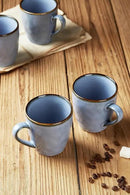 famiware Coffee Mugs Set of 4, Ocean Round 11.5oz Coffee Cup Set with Handle for Cocoa, Milk, Hot Chocolate, Tea or Water, Stoneware Cups for Kitchen, Reactive Glaze, Microwave Dishwasher Safe, Blue by CozyNest Decor