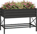 Outsunny Raised Garden Bed with Galvanized Steel Frame, Storage Shelf and Bed Liner, Elevated Planter Box with Legs for Vegetables, Flowers, Herbs, Black by GreenHaven Gardens