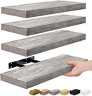 Sorbus Floating Shelves for Wall, Bathroom Shelves Wall Mounted for Kitchen, Bedroom, Living Room, Bathroom Storage, Over Toilet, Hanging Book Shelf for Wall Home Decor (Gray, 4 Pack) by CozyNest Decor