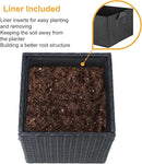 SUNNYPARK Set of 2 Large Square Planter with Removable Liner, All-Weather PE Rattan Modern Planters Indoor Outdoor Flower Plant Pots Garden Box Patio Yard Front Porch Deck by GreenHaven Gardens