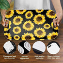 Serving Trays with Handles, 14.5 x 9.8 inch Rectangular Plastic Tray for Restaurant, Kitchen, Sunflower Black Background by CozyNest Decor