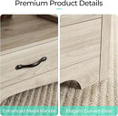 LINSY HOME Farmhouse Coffee Table with Storage, Wood Coffee Table for Living Room, Open Display Area and Storage Drawers with Metal Handles, Chic Style with Curved Base. Oak and Brown by CozyNest Decor