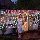 echosari Solar Powered Curtain Lights 33ftx 3ft 500 LED Outdoor Curtain Lights Waterproof with Timer 8 Modes for Christmas Garden Patio Fence Wedding Wall Window Gazebo Decor - Cool White by GreenHaven Gardens