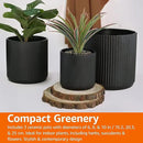 Amazon Basics Assorted Sizes Fluted Ceramic Round Planters, Set of 3, 6 inch, 8 inch, 10 inch, Black by CozyNest Decor