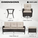 Joyside 10 Piece Patio Furniture Set, Outdoor Wicker Conversation Sets with Swivel Rocker Chairs and Sofa, Thick Cushion, Rattan Patio Sectional for Porch, Deck Use (Brown/Beige, 10 PCS) by GreenHaven Gardens