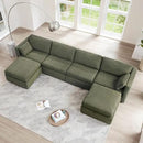 CHITA Oversized Modular Sectional Sofa, FSC Certified U Shaped Couch with Reversible Chaise Modular Sectional Couch,146 inch Width, 6 Seat Modular Sofa with Storage Ottomans, Moss Green by CozyNest Decor