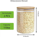 Glass Storage Jars Set Elegant Containers with Airtight Bamboo Lids, Perfect for Kitchen Organization - Flour, Rice, Pasta, Sugar, Coffee Beans, Accessories Included (2 packs(111oz)) by CozyNest Decor
